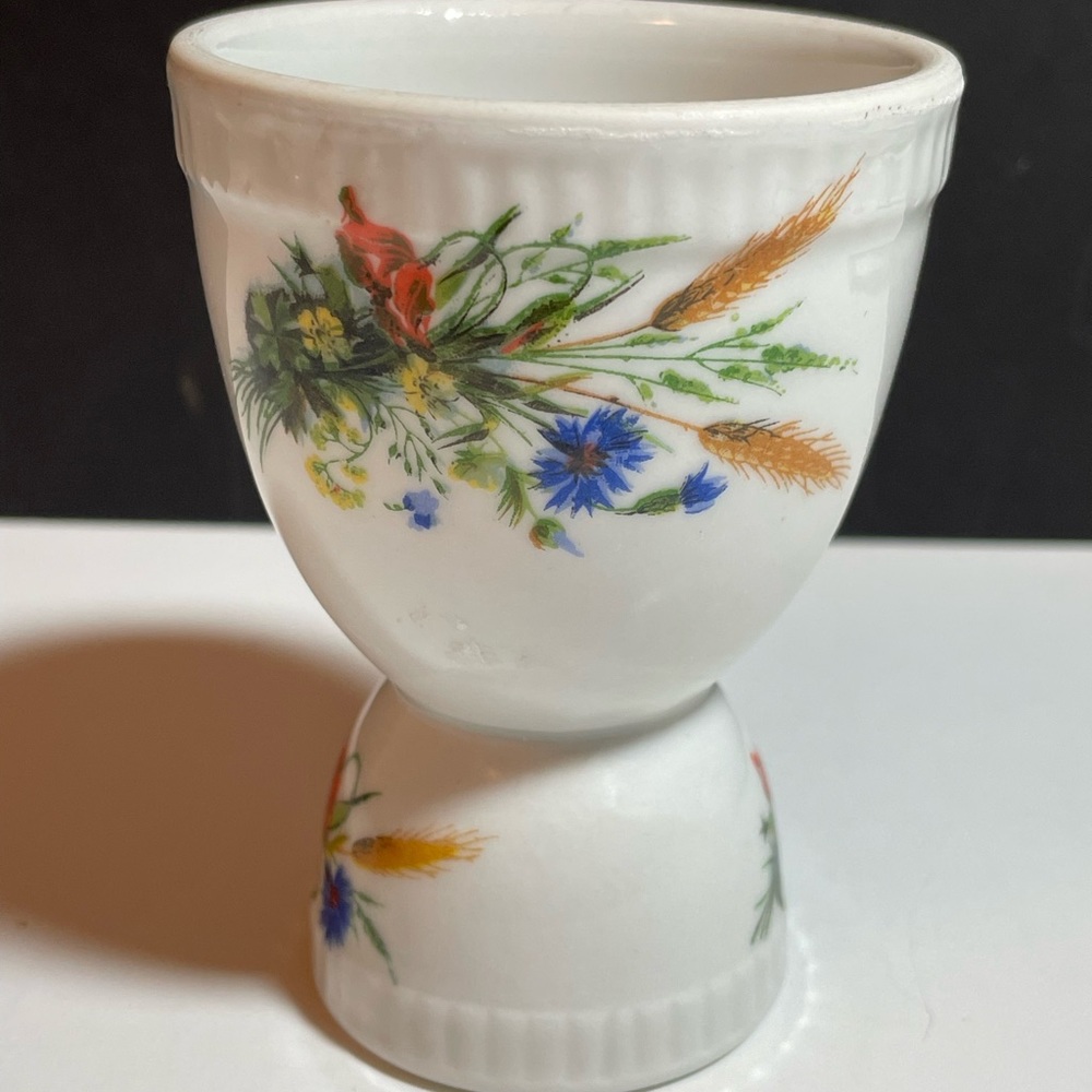 BIA Cordon Bleu France  Double Egg Cup With Flower Spray Design